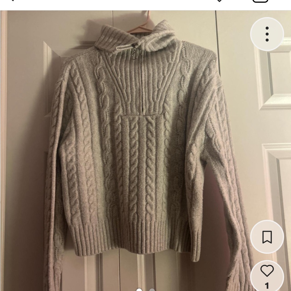 Sincerely Jules Light Gray Cable Knit Sweater